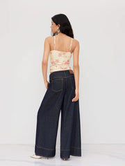 Mesh V-neck Floral Lace Trim Bowknot Cami Top