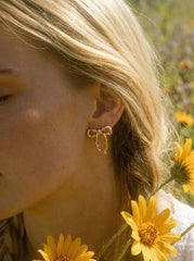 TEXTURED BOWKNOT STUD EARRINGS