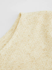Linen-blend Boat Neck Oversized Long Sleeve Top