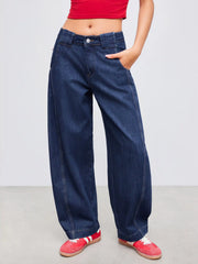 Cider Denim Mid Rise Solid Barrel-leg Jeans