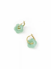 FLOWER DROP HOOP EARRINGS