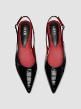 CROCODILE PATTERN POINTED TOE SLINGBACK FLATS