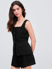 Woven Square Neck Waistcoat