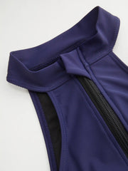 High Neck Zipper One-piece Swimwear