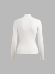 High Neck Knit Long Sleeve Top