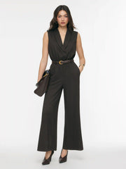 V-neck Wide Leg Jumpsuit With Belt