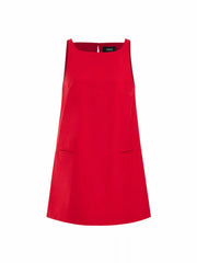 Linen-blend Boat Neck A-line High Rise Mini Dress