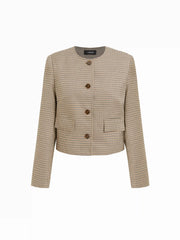 Houndstooth Adjustable Waist Tie Blazer