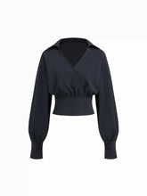 V-neck Long Sleeve Cinched Waist Top