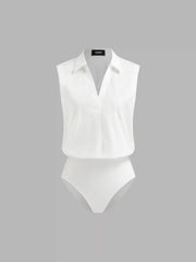 Cotton-blend Button Shirt Bodysuit