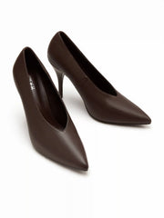 POINTED-TOE FAUX LEATHER HEELS