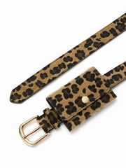 LEOPARD PRINT POCKET BUCKLE BELT