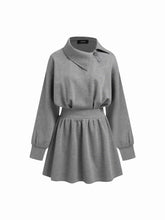 Asymmetrical Neckline Ruched A-Line Mini Dress
