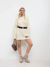 Cable Knit Round Neckline Mini Dress