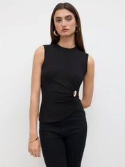 Round Neckline Solid Tank Top