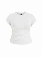 Cotton-blend Ruched Short Sleeve Tee Curve & Plus