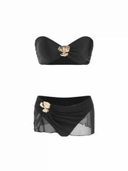 High Stretch Halter Neckline Metal Detail Cheeky Bikini Set