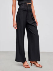 Corseted Waist Pleated Trousers