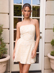 Sequins Floral Bandeau A-line Mini Dress