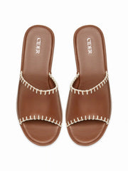 FAUX LEATHER PLATFORM MULE SANDALS