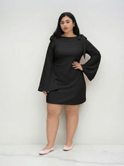 Boat Neck Bowknot Ruched Mini Dress Curve & Plus