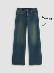 Brushed Cider Denim Low Rise Straight Leg Jeans