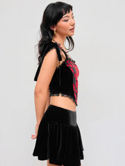 Scoop Neck Floral Lace Knotted Cami Corset Top