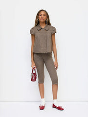 Houndstooth Mid Rise Capri Pants