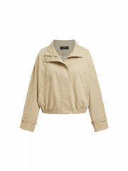 Cotton High Neck Zip Through Windbreaker