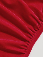 Velvet Boat Neck Bowknot Ruched Mini Dress
