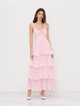Knotted Twist Ruffle Hem Layered Maxi Dress