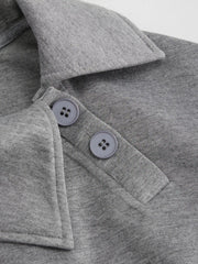 Asymmetrical Neck Long Sleeve Cinched Waist Sweatshirt