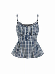 Cotton-blend Sweetheart Neck Ruffled Peplum Cami Top