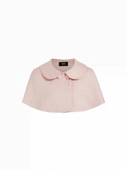 Peter Pan Collar Satin Crop Cape Jacket