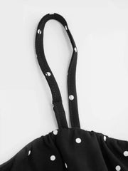 Cotton-blend Polka Dot Satin Bow Belt Cami Top Curve & Plus