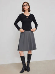 Knit V-neck Twist Cut Out Top