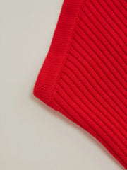 Knitted Halter Neckline Rib Knotted Beaded Top
