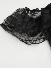 Lace Off-shoulder See-through Lace Up Corset Blouse