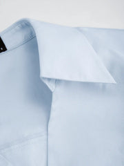 Cotton-blend Collar V-neck Long Sleeve Wrap Tie Side Shirt