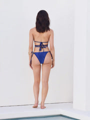 V-neck Criss Cross Tie Back Halter Tie Side Bikini Set
