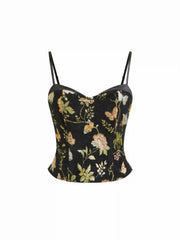 Jacquard Floral Sweetheart Cami Top