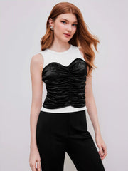 Round Neck Patchy Tank Top