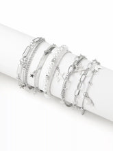 5 PCS STAR & MOON & FAUX PEARL BRACELET SET