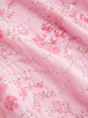 Floral Sequin V-neck Backless A-line Cami Mini Dress