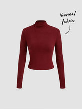 Thermal Cotton-blend Stand Collar Solid Long Sleeve Tee