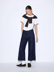 Cider Denim Mid Rise Wide Leg Jeans