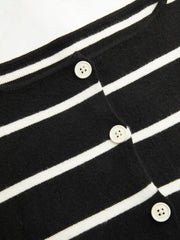 Knit Boat Neck Stripe Cardigan