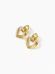 HEART & KNOT 18K GOLD PLATED STAINLESS STEEL STUD EARRING