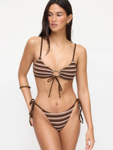 Solid O-Ring Front Tied Bikini Set