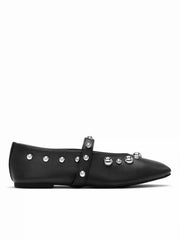SQUARE TOE STUDDED FLATS